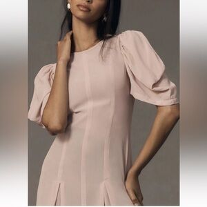 ANTHROPOLOGIE Dress Size 00 Modern Sheer Midi Dress Pink Unlined fairy,elegant